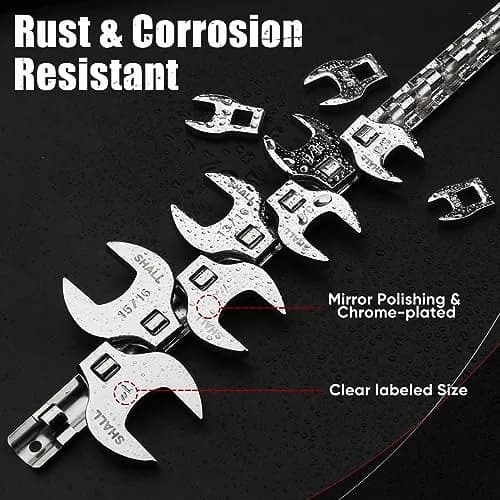 SHALL 3/8" Drive SAE Crowfoot Wrench Set, 11-Piece (9.5-25.4mm) | Access Tight Spaces thumbnail 7