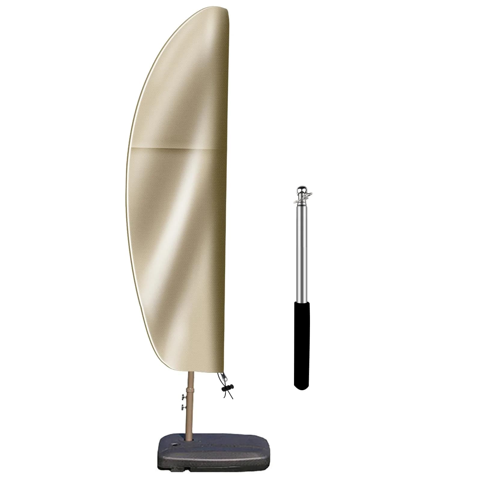 OKPOW Cantilever Patio Umbrella Cover 3.5m (11.5ft) Khaki | All-Season Waterproof Protection — Khaki / Fits 7.5 - 11.5 Ft Dia Offset Umbrella