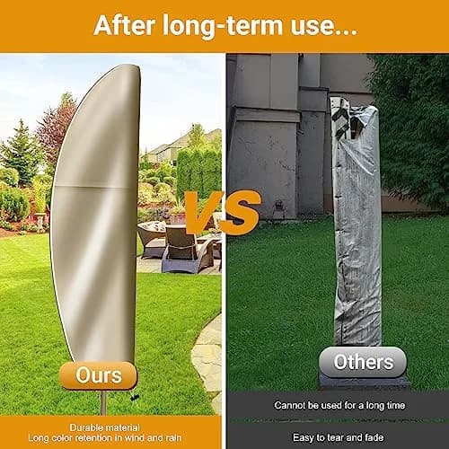 OKPOW Cantilever Patio Umbrella Cover Khaki 225cm (88.6in) | Heavy Duty 420D Oxford Fabric Waterproof UV Resistant thumbnail 5