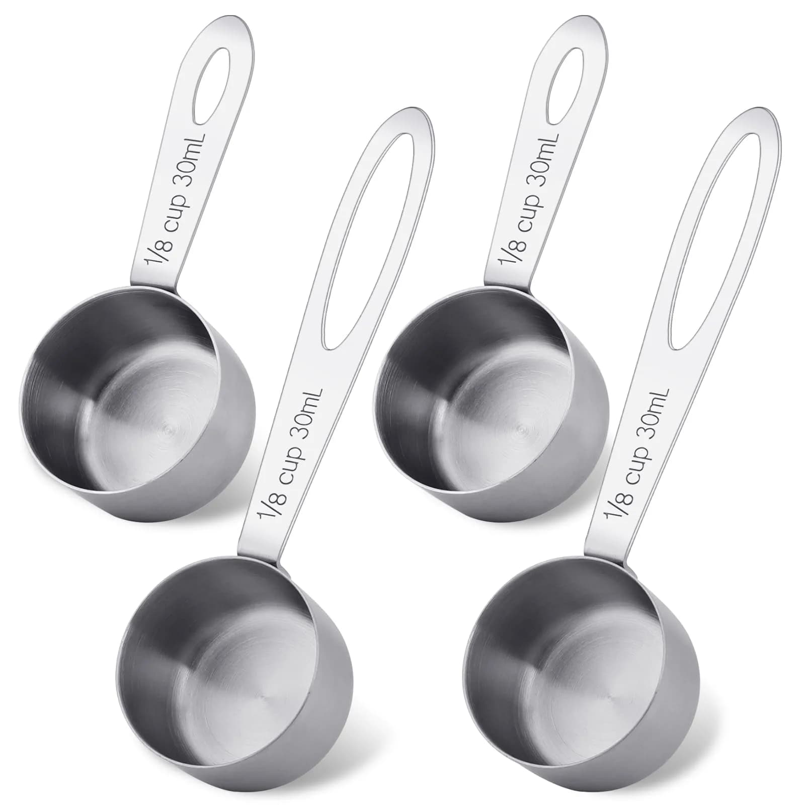 KALIONE 30ml (1/8 Cup) Stainless Steel Measuring Spoon Set | Accurate Dry & Liquid Scoops — 4 Pcs/Set