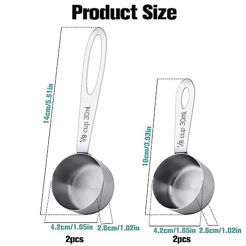 KALIONE 30ml (1/8 Cup) Stainless Steel Measuring Spoon Set | Accurate Dry & Liquid Scoops thumbnail 2