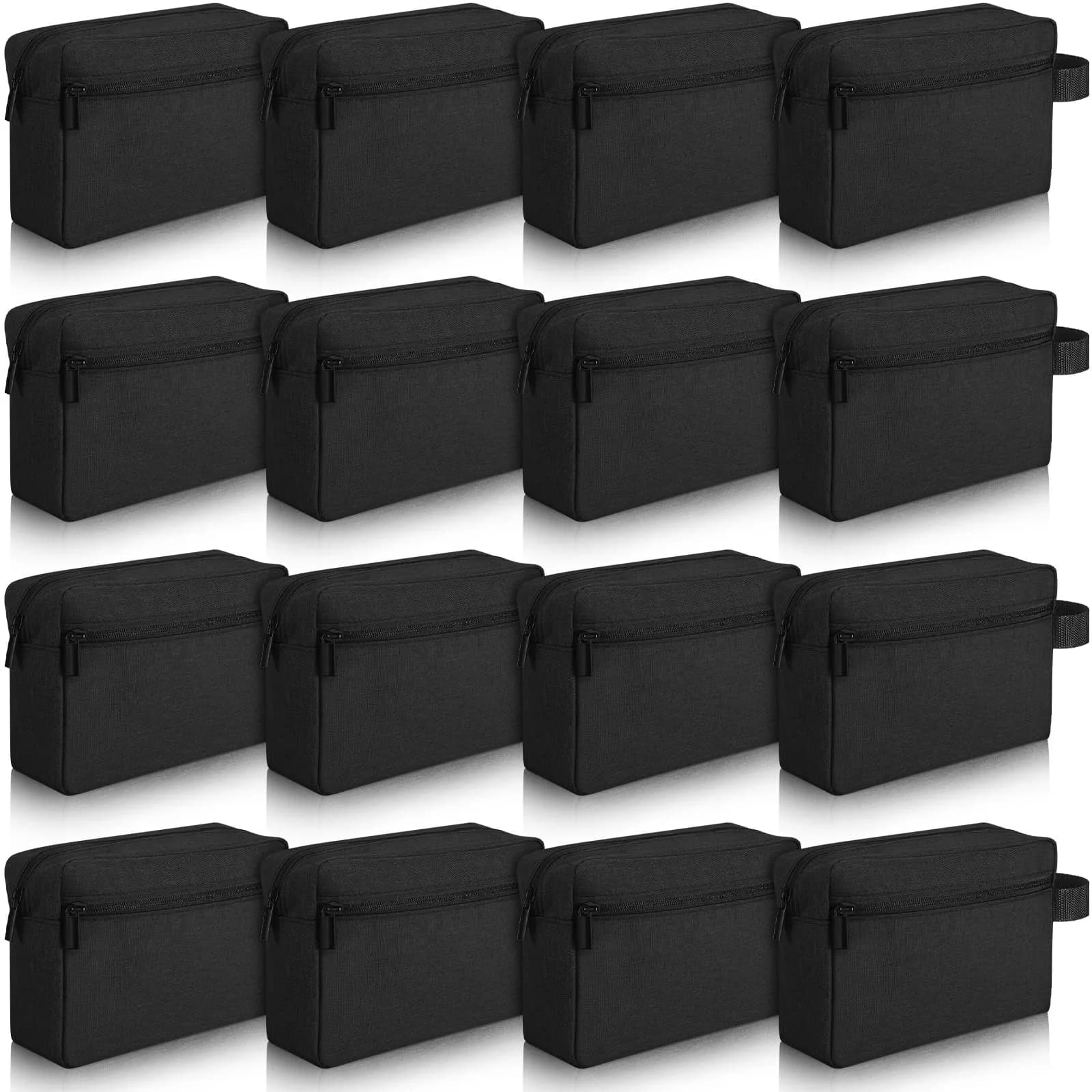 Paterr Travel Toiletry Bag for Women Men | Compact Water-Resistant Oxford Pouch, 16 pcs, Black — Black