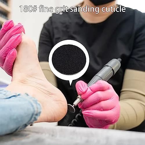 Difenni Black 100pcs #180 Grit Sandpaper Discs with Metal Nail Drill Bit | Foot File Sandpaper Discs for Manicure Pedicure thumbnail 2