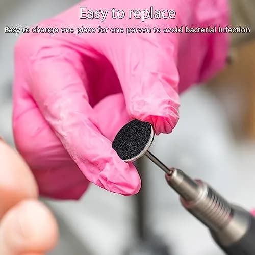 Difenni Black 100pcs #180 Grit Sandpaper Discs with Metal Nail Drill Bit | Foot File Sandpaper Discs for Manicure Pedicure thumbnail 3