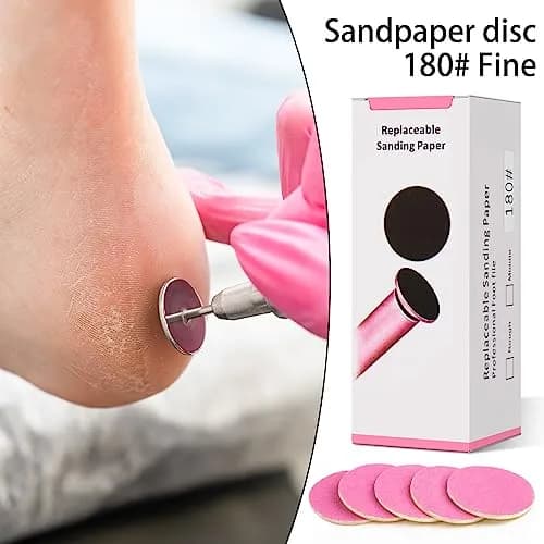 Difenni 100pcs Pink #180 Grit Sandpaper Discs with Metal Nail Drill Bit | 25mm (0.98 inch) thumbnail 6