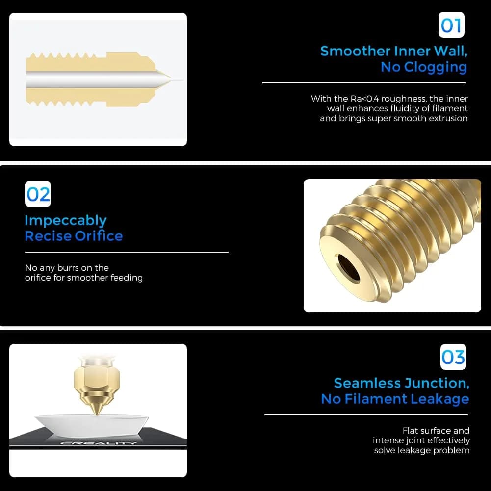 Creality Ender 3 V3 SE Nozzles 0.4mm 5PCS Brass | High-Speed 3D Printer Accessories for Ender 5 S1/Ender 7 thumbnail 3