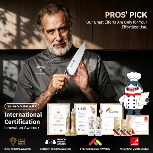 MAD SHARK 8 Inch Chef Knife | High Carbon German Stainless Steel, Ergonomic Handle, Gift Box thumbnail 5