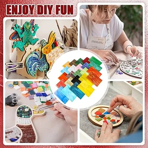 Treela 24 Pcs Vibrant Stained Glass Sheets 4 x 6 Inch | Colorful Mosaic Tiles for Craft Projects thumbnail 3