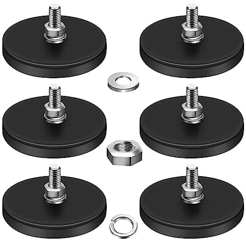 DIYMAG Rubber Coated Neodymium Magnets 1.69in (43mm) Diameter, 30lb Pull Force, 6-Pack | Heavy Duty Industrial Magnets with M5 Threaded Studs thumbnail 1