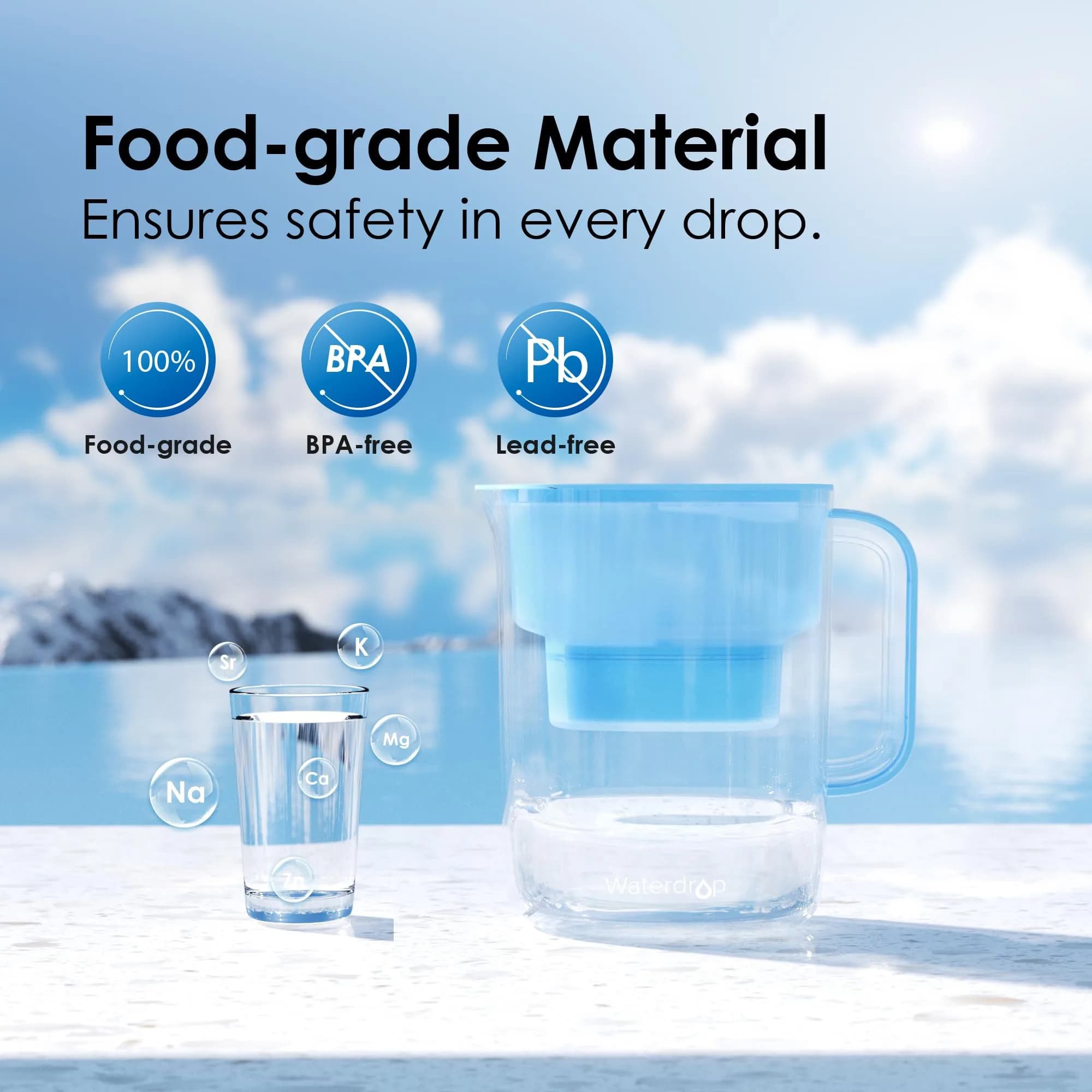 Waterdrop PT-07B-A Alkaline Water Filter Pitcher 10-Cup 3.8L (100 Gallons) | Improves Coffee Taste - view 8