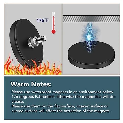 DIYMAG Rubber Coated Neodymium Magnets 1.69 inch Diameter, 30 lb Pull Force, 12-Pack | Heavy Duty Magnetic Mounts with M5 Threaded Studs thumbnail 5