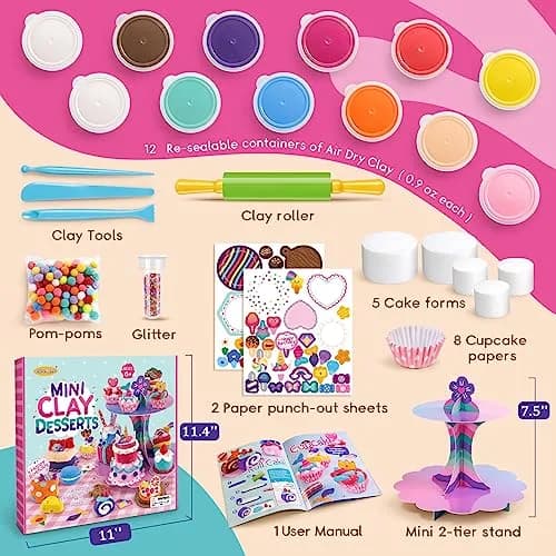 Drama Planet Mini Dessert Clay Kit for Kids, Make & Display Clay Treats | 12 Colors thumbnail 2