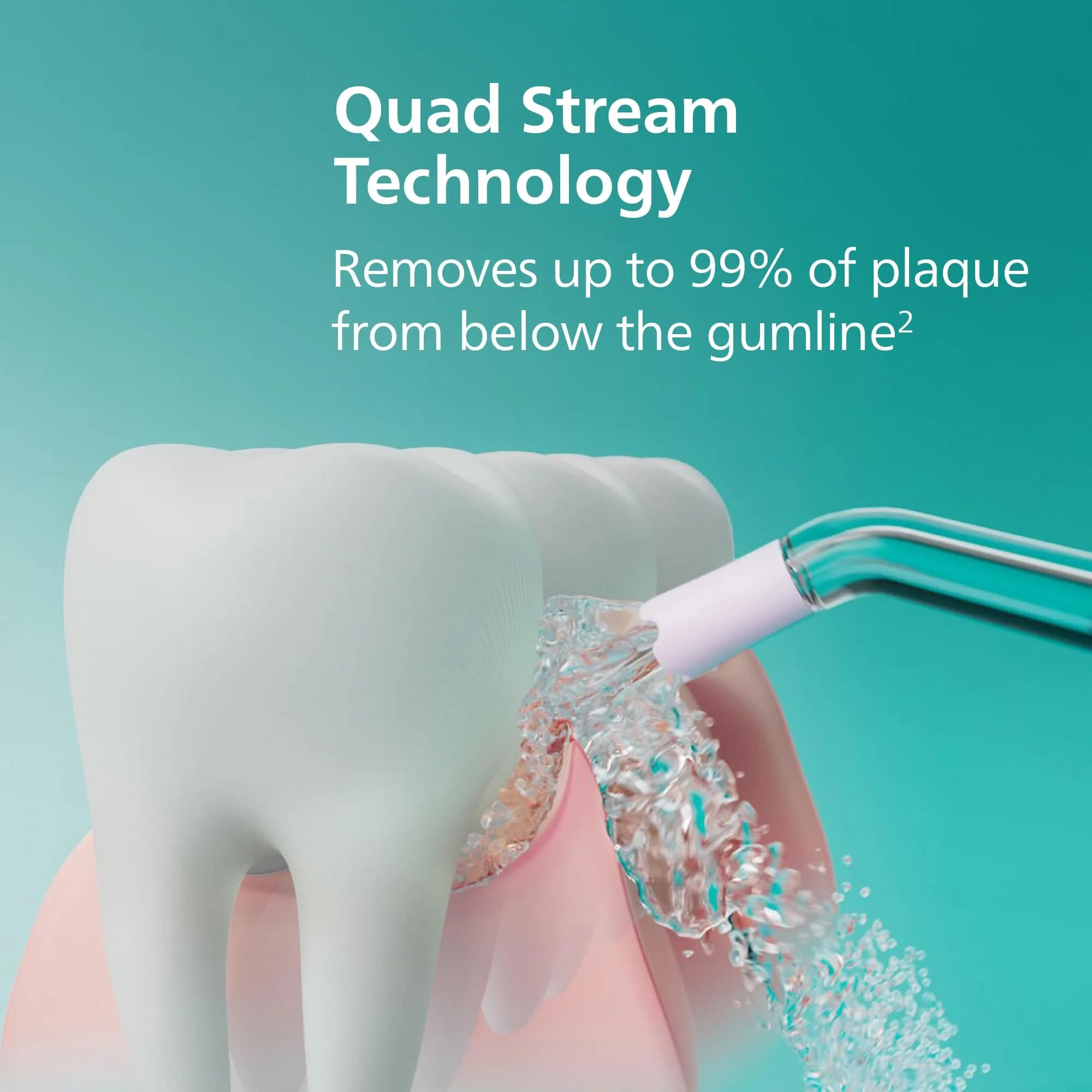 Philips Sonicare Cordless Power Flosser 3000 White Oral Irrigator | Quad Stream Technology - view 2
