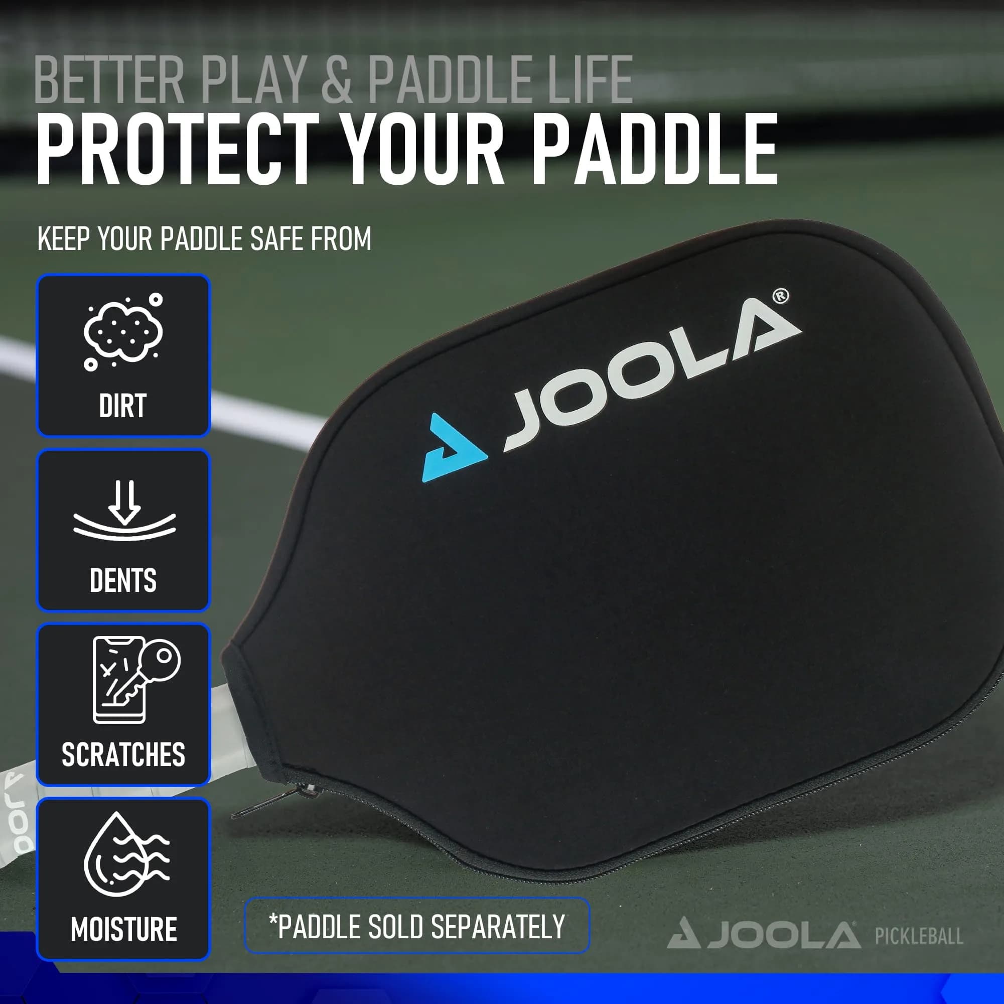 JOOLA Universal Pickleball Paddle Cover - Black Neoprene Sleeve | Fits Paddles Up to 8.5" Wide, 16.5" Long - view 4
