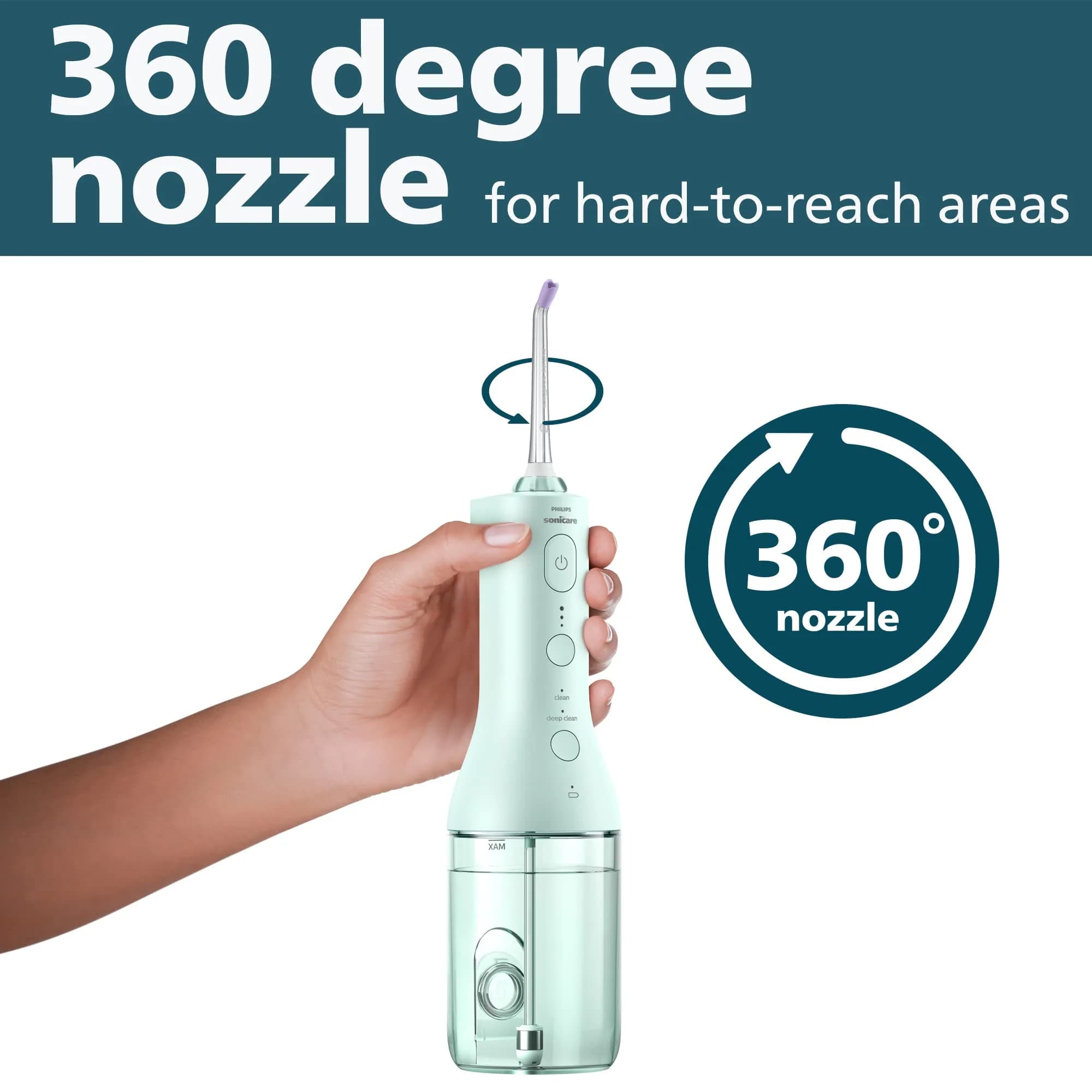 Philips Sonicare Cordless Power Flosser 3000 in New Mint with 2 Quad Stream Nozzles - view 3