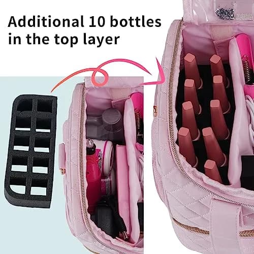 VOFIpremiAm Nail Polish Organizer Case | 50 Bottle Capacity Waterproof Pink thumbnail 4
