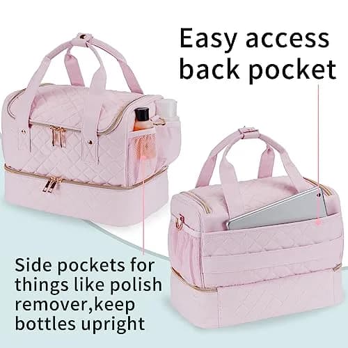 VOFIpremiAm Nail Polish Organizer Case | 50 Bottle Capacity Waterproof Pink thumbnail 3