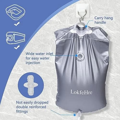 LOKFEHRE Bedside Shower Water Bag - 2.5 GL Portable Water Shower for Bedridden Patients, Silver thumbnail 5