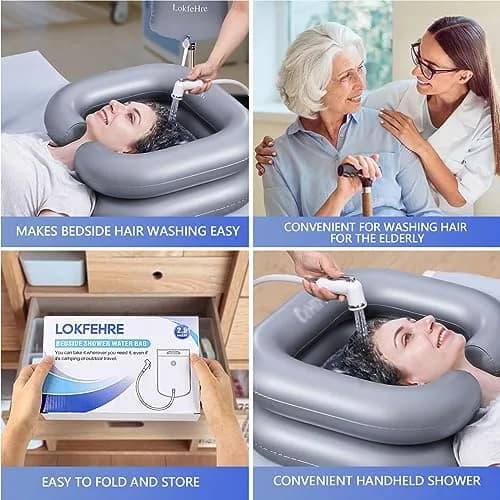 LOKFEHRE Bedside Shower Water Bag - 2.5 GL Portable Water Shower for Bedridden Patients, Silver thumbnail 6