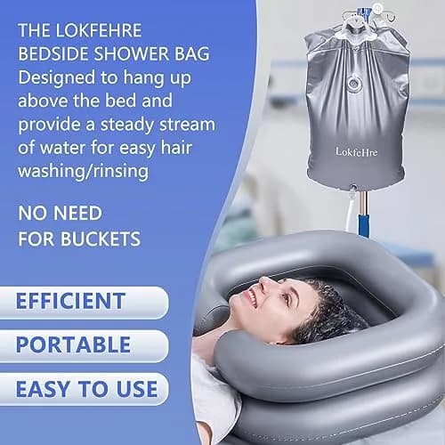 LOKFEHRE Bedside Shower Water Bag - 2.5 GL Portable Water Shower for Bedridden Patients, Silver thumbnail 2
