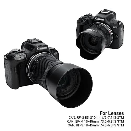 JJC Lens Hoods for Canon R50 R100 (RF-S 18-45mm & 55-210mm) Replaces ET-60B EW-53 | Dual Pack thumbnail 2