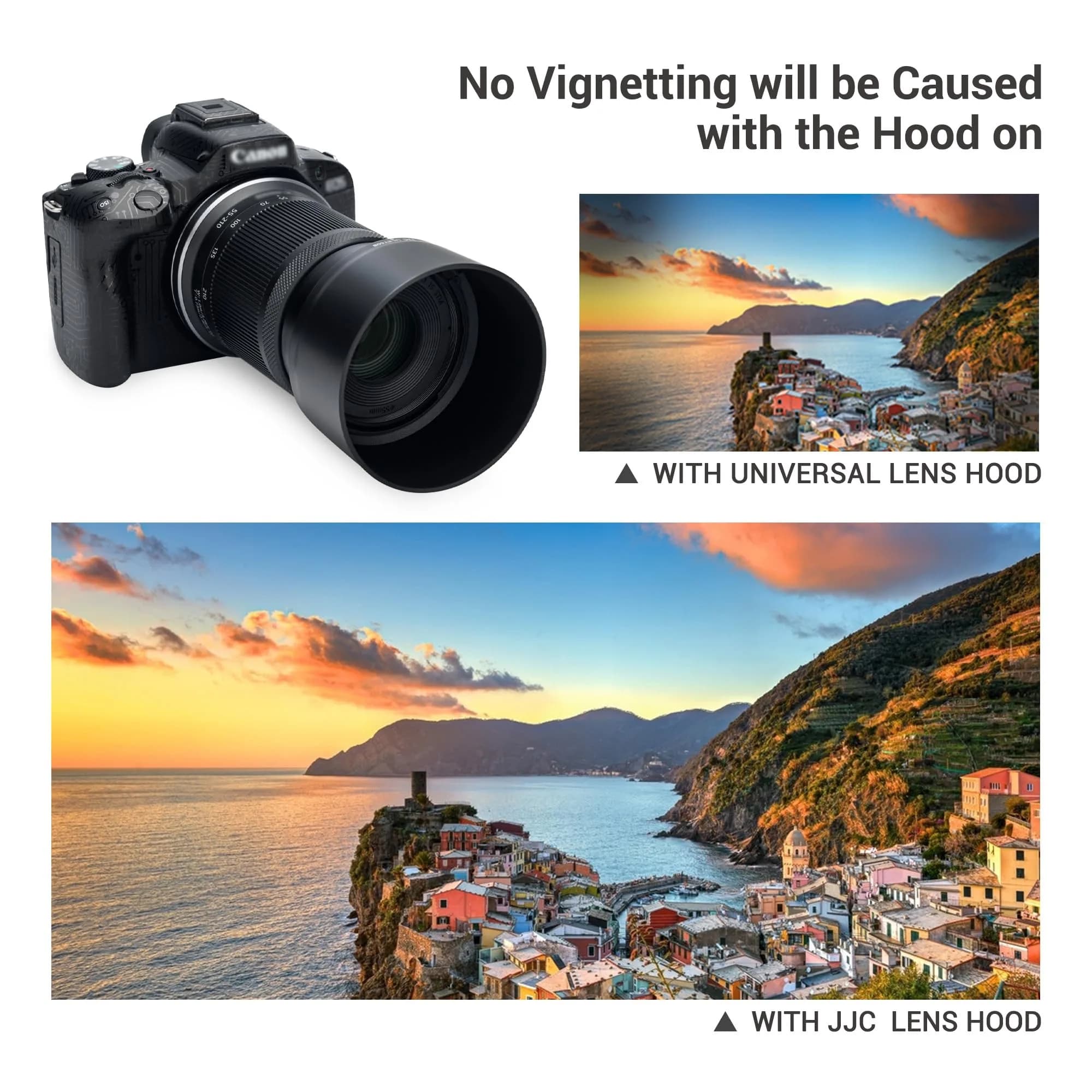 JJC Lens Hoods for Canon R50 R100 (RF-S 18-45mm & 55-210mm) Replaces ET-60B EW-53 | Dual Pack - view 3