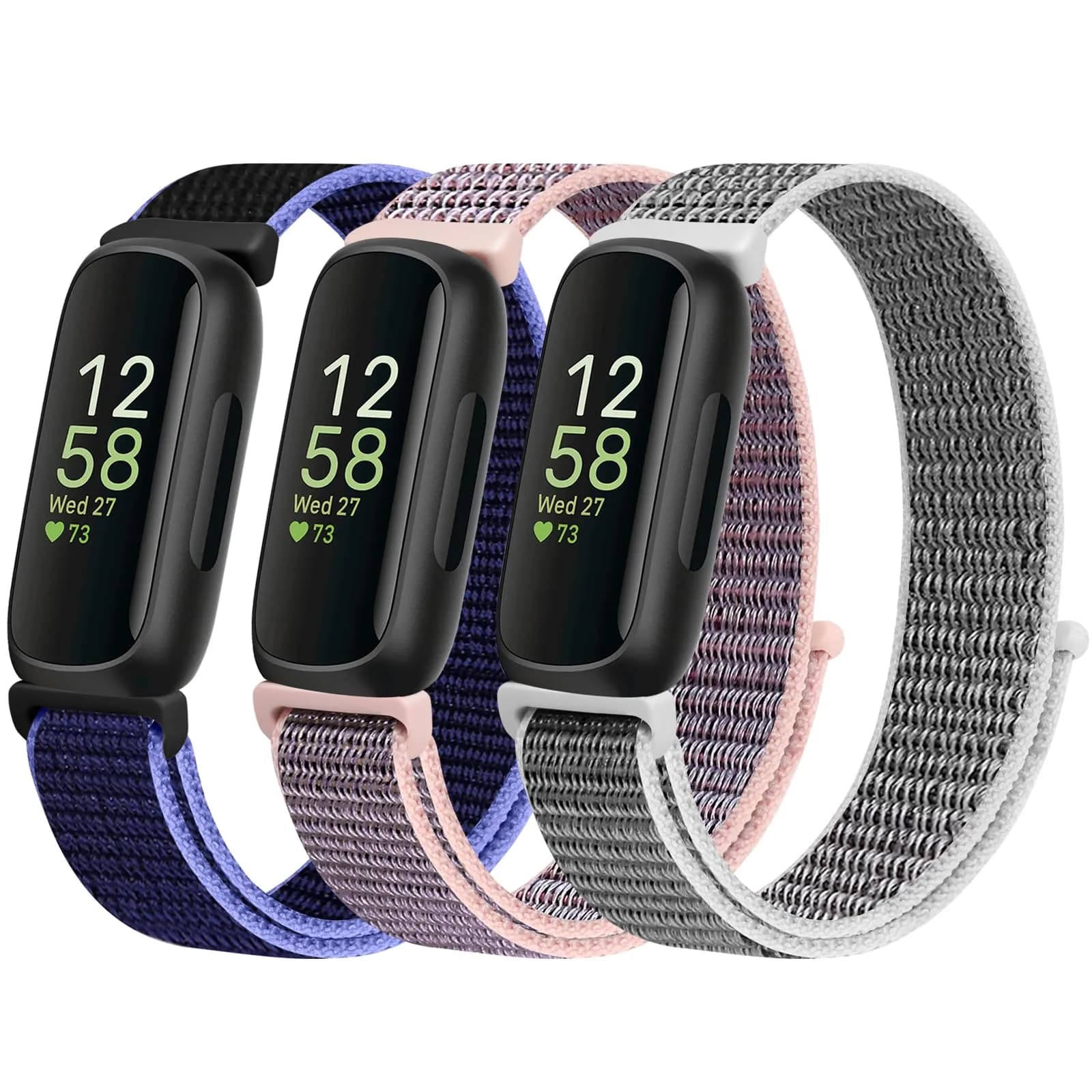 WNIPH Nylon Bands for Fitbit Inspire 3/2/HR/Ace 3/2 160-210mm (3-Pack) | Breathable Sport Replacement Straps - main product image
