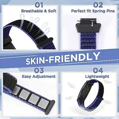 WNIPH Nylon Bands for Fitbit Inspire 3/2/HR/Ace 3/2 160-210mm (3-Pack) | Breathable Sport Replacement Straps thumbnail 2