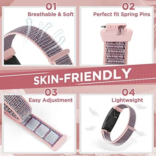 WNIPH Nylon Bands for Fitbit Inspire 3/2/HR/Ace 3/2, 3-Pack, Adjustable Solo Loop Wristbands thumbnail 2