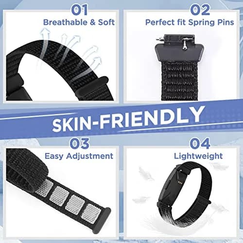WNIPH Nylon Bands Compatible for Fitbit Inspire 3/2/HR/Ace 3/2, Adjustable Sport Straps 3-Pack | Breathable & Washable thumbnail 2