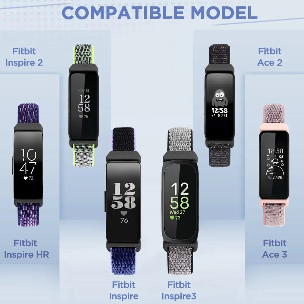WNIPH Nylon Bands Compatible for Fitbit Inspire 3/2/HR/Ace 3/2, Adjustable Sport Straps 3-Pack | Breathable & Washable - view 3