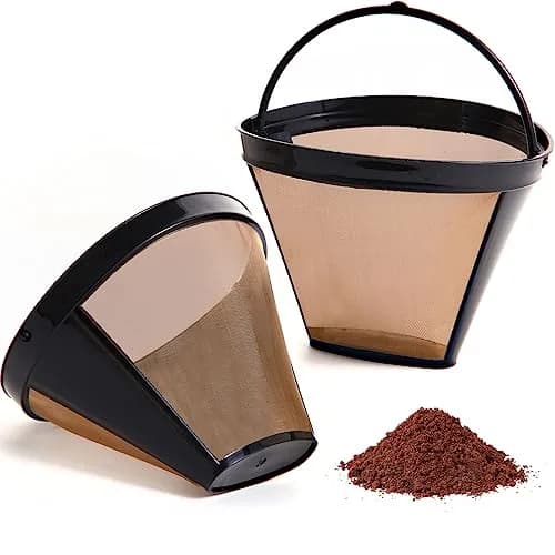 Nraxiot Gold 2pcs Coffee Filter | Reusable No.4 Cone Filter for Ninja thumbnail 1