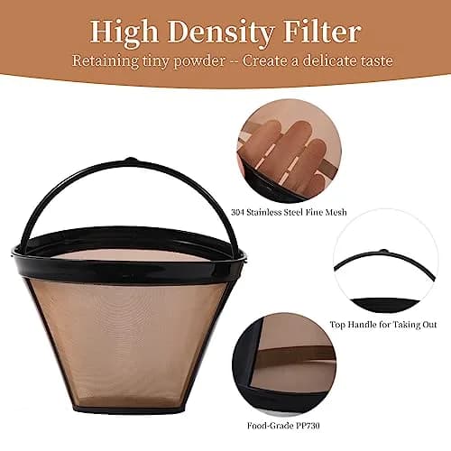 Nraxiot Gold 2pcs Coffee Filter | Reusable No.4 Cone Filter for Ninja thumbnail 4