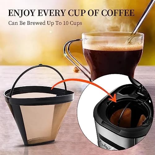 Nraxiot Gold 2pcs Coffee Filter | Reusable No.4 Cone Filter for Ninja thumbnail 5