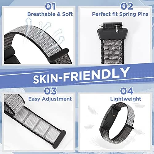 WNIPH Nylon Bands Compatible for Fitbit Inspire 3/2/HR/Ace 3/2 3-Pack | Adjustable Sport Replacement Straps 2cm (0.79in) thumbnail 2