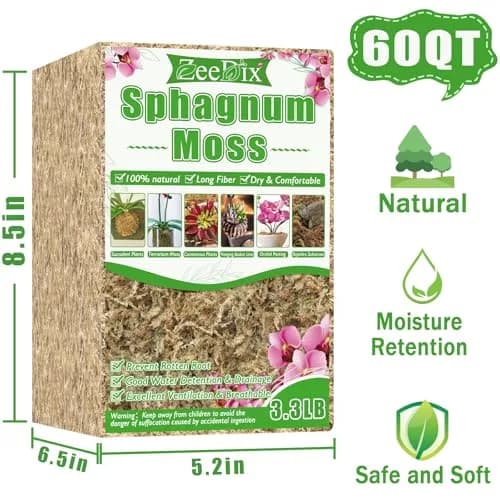 ZeeDix Premium Sphagnum Moss Bulk 1.46 kg (3.3 lb) | Natural Long Fiber for Plants & Reptiles thumbnail 2