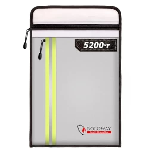 ROLOWAY 5200℉ Silver Fireproof Document Bag 15.5 x 11.5 inch with 2 Pockets - main product image