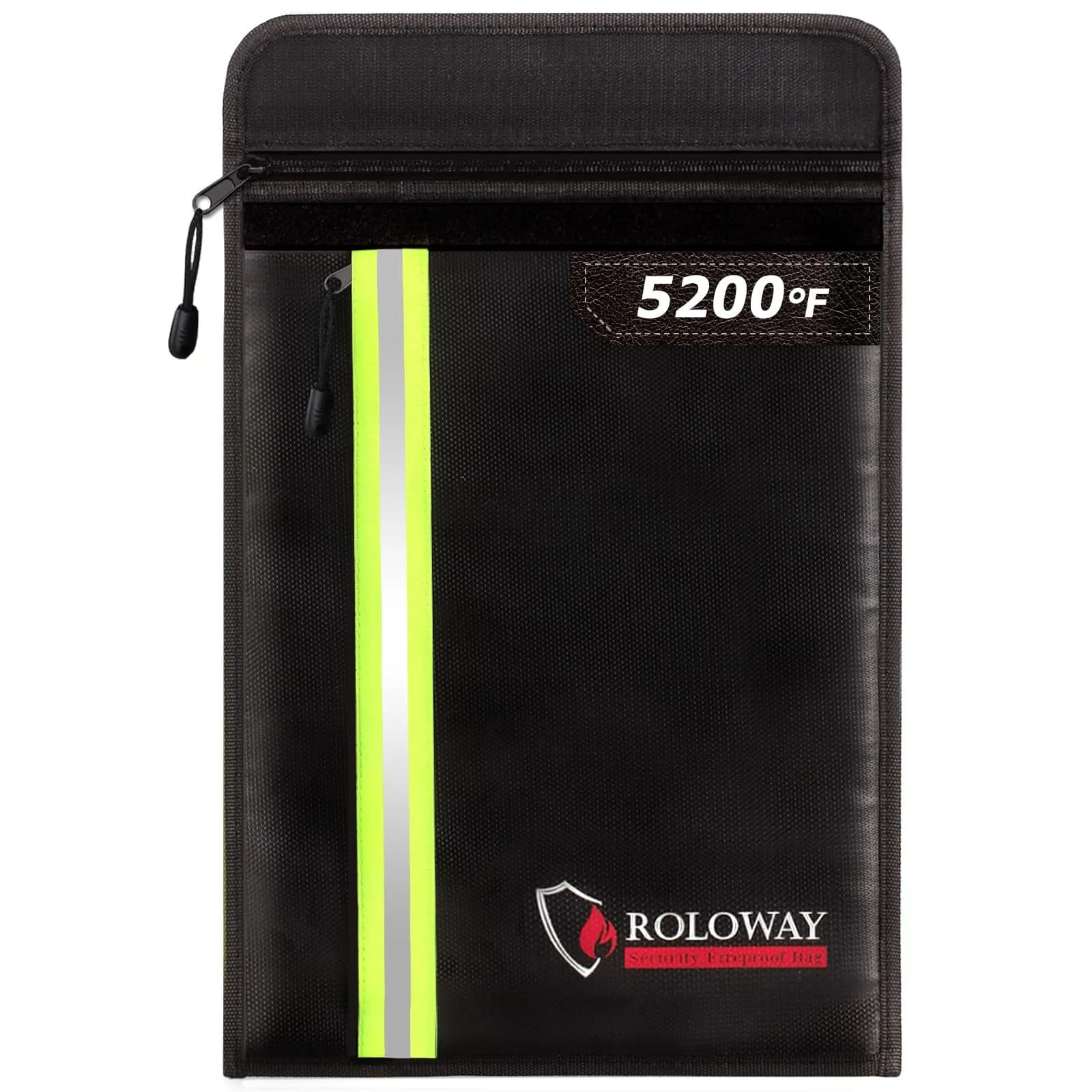 ROLOWAY 5200℉ Black Fireproof Document Bag - 15.5 x 11.5 Inch - main product image
