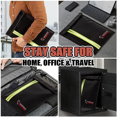 ROLOWAY Fireproof Document Bag (15.5 x 11.5 inch) with 2 Pockets and 5200°F Aluminum Foil Layer | Fireproof Safe for Valuables thumbnail 6