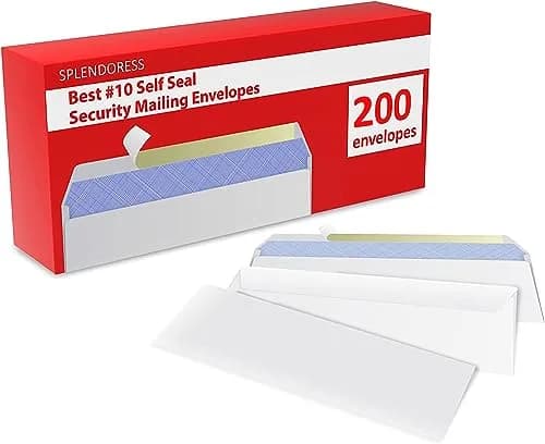 Splendoress #10 Envelopes Letter Size Self Seal | 200 Business Mailing Security Peel and Sealing Envelope | 4-1/8 x 9-1/2 Inches | 24 LB thumbnail 6