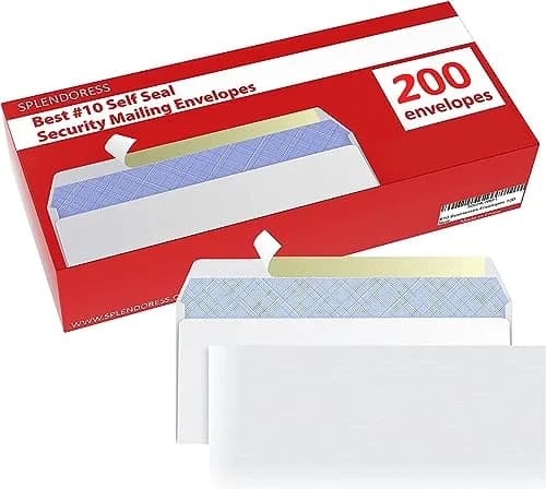 Splendoress #10 Envelopes Letter Size Self Seal | 200 Business Mailing Security Peel and Sealing Envelope | 4-1/8 x 9-1/2 Inches | 24 LB thumbnail 7