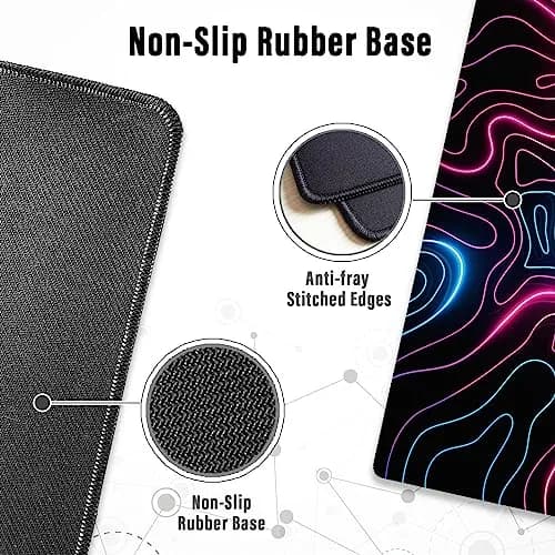 Ovenbird Gaming Mouse Pad with Stitched Edges 31.5 x 11.8 in | Topographic Map Pink XL Desk Mat thumbnail 5
