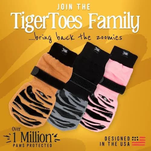 DOK TigerToes Non-Slip Dog Socks X-Small (4-Pack) | Extra-Thick Grip for Hardwood Floors & Paw Protection thumbnail 9