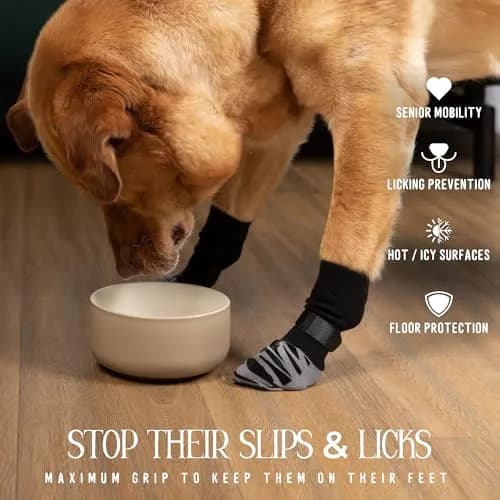 DOK TigerToes Non-Slip Dog Socks X-Small (4-Pack) | Extra-Thick Grip for Hardwood Floors & Paw Protection thumbnail 2