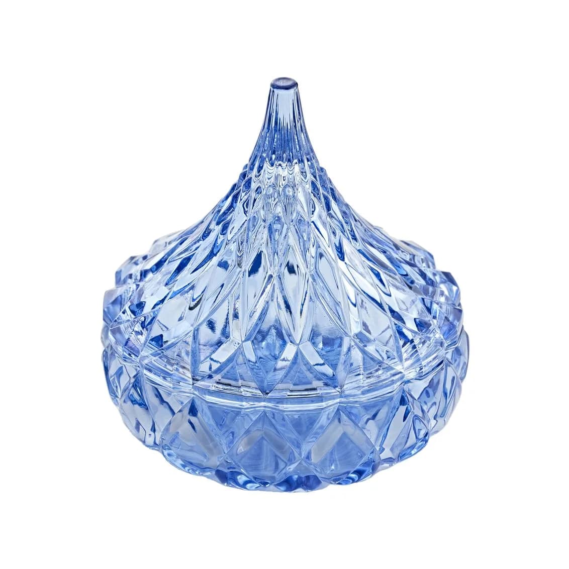 Godinger Blue Glass Hershey Kiss Candy Dish - Medium | Classic Style, Hand Wash Only — Blue