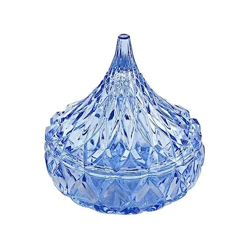 Godinger Blue Glass Hershey Kiss Candy Dish - Medium | Classic Style, Hand Wash Only thumbnail 1