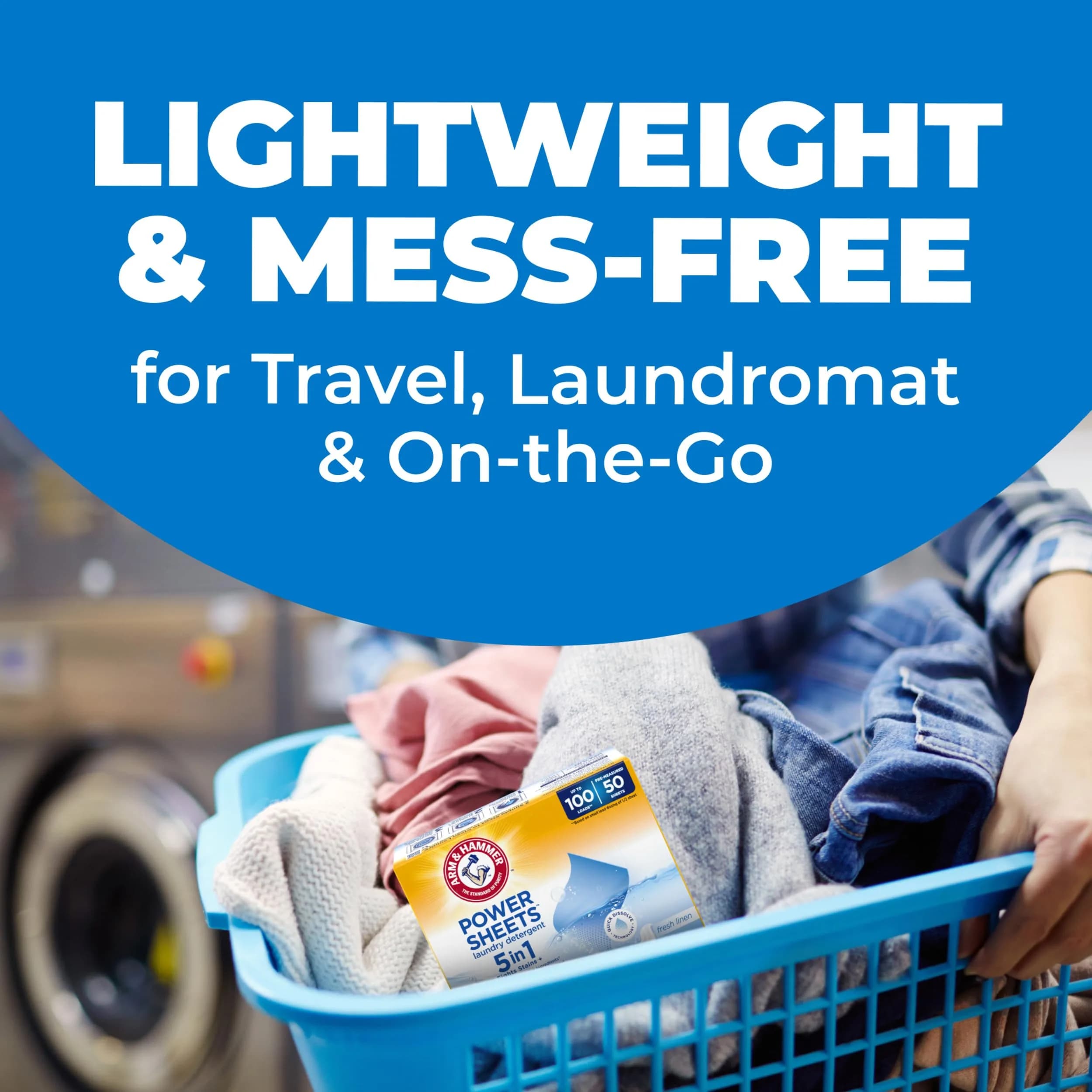 Arm & Hammer 5-in-1 Power Sheets Laundry Detergent, Fresh Linen, 50 Count | Eco-Friendly Concentrated Formula - view 8