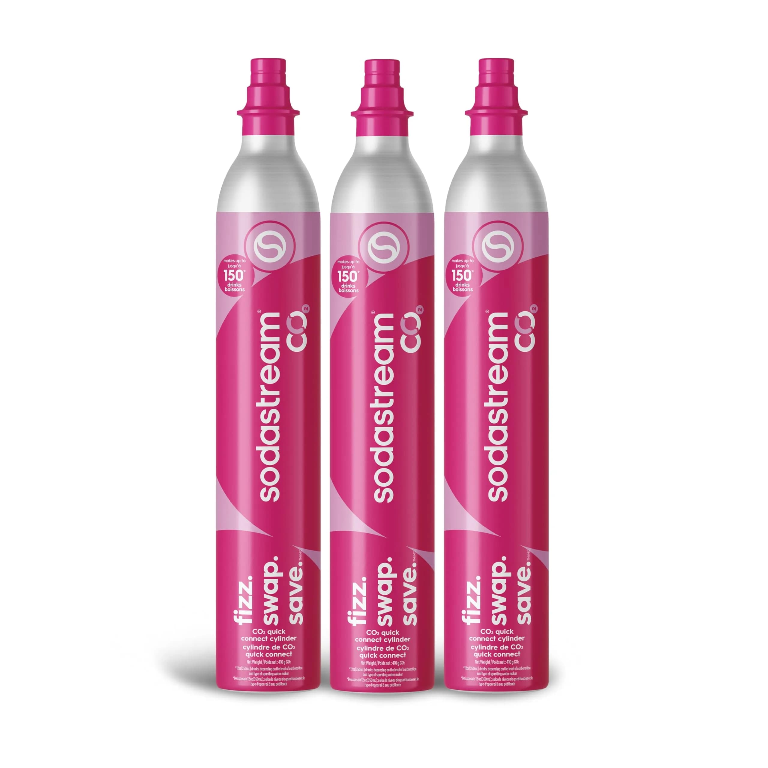 SodaStream 3 x 60L Pink Quick Connect CO2 Cylinders | Makes Up to 180 Liters Sparkling Water - main product image