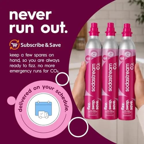 SodaStream 3 x 60L Pink Quick Connect CO2 Cylinders | Makes Up to 180 Liters Sparkling Water thumbnail 4
