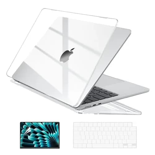 EooCoo Crystal Clear Hard Case for MacBook Air 15 inch M2-M5 (2023-2026) | Includes Keyboard Cover & Screen Protector thumbnail 1
